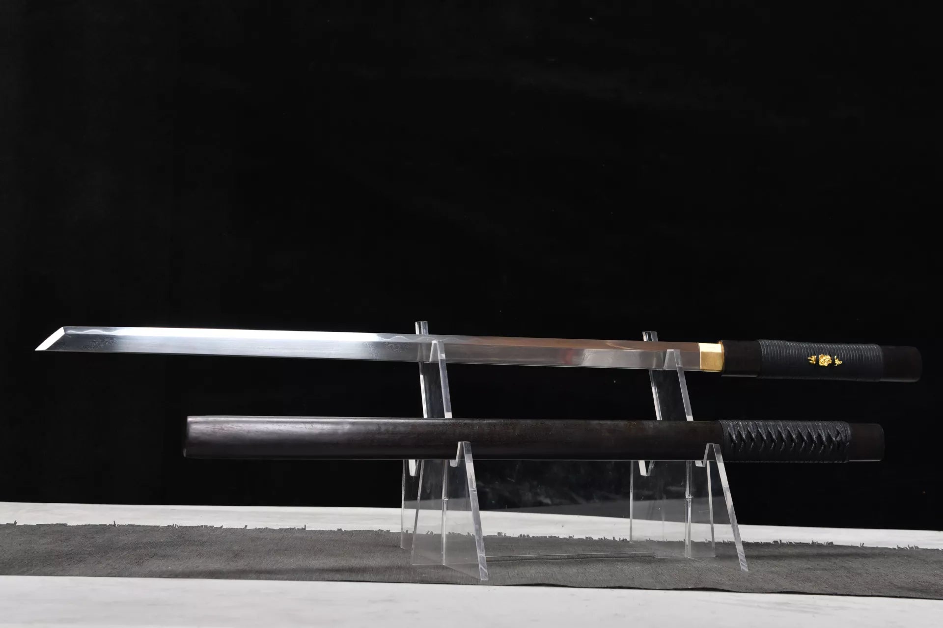 1160 New Handmade Long Vegetarian 26-inch Hundred Refined Steel Coiled Dragon Pattern Tang Horizontal Knife - Shadow Tang Knife