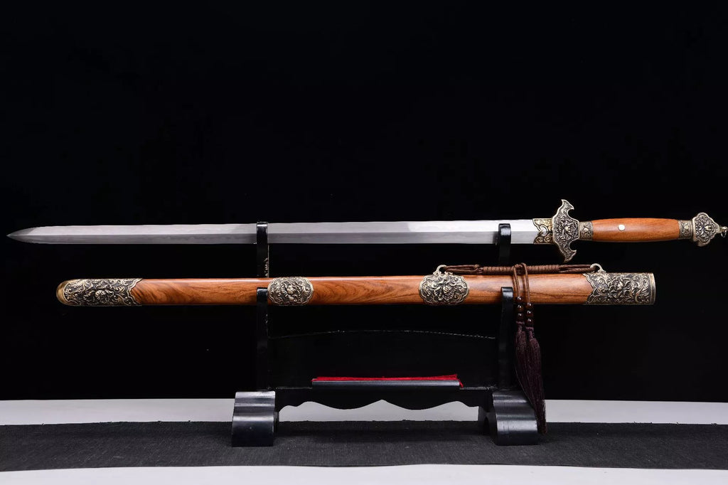 1160 New 28" T10 Steel Burnished Blade Ground Gray Clear Sword - Peony Sword