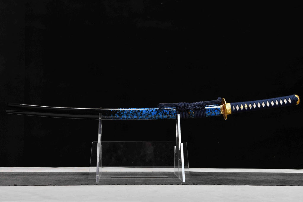 1000 New Handmade Long 26 T10 Burnt-Edge Tri-Color Ken Samurai Sword - Gold Chrysanthemum Strike Sword