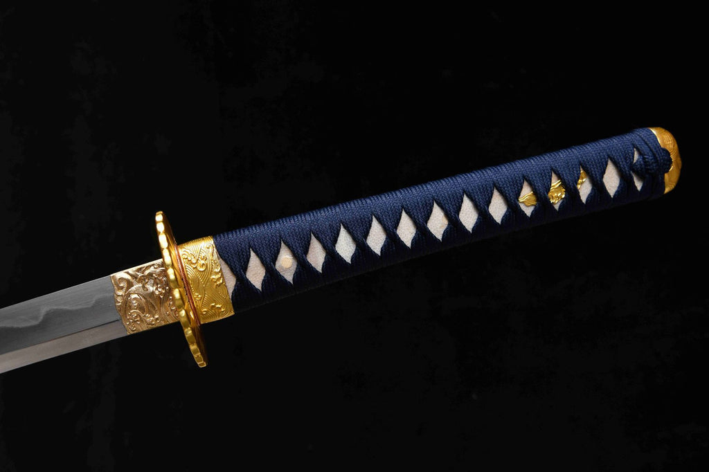 1000 New Handmade Long 26 T10 Burnt-Edge Tri-Color Ken Samurai Sword - Gold Chrysanthemum Strike Sword