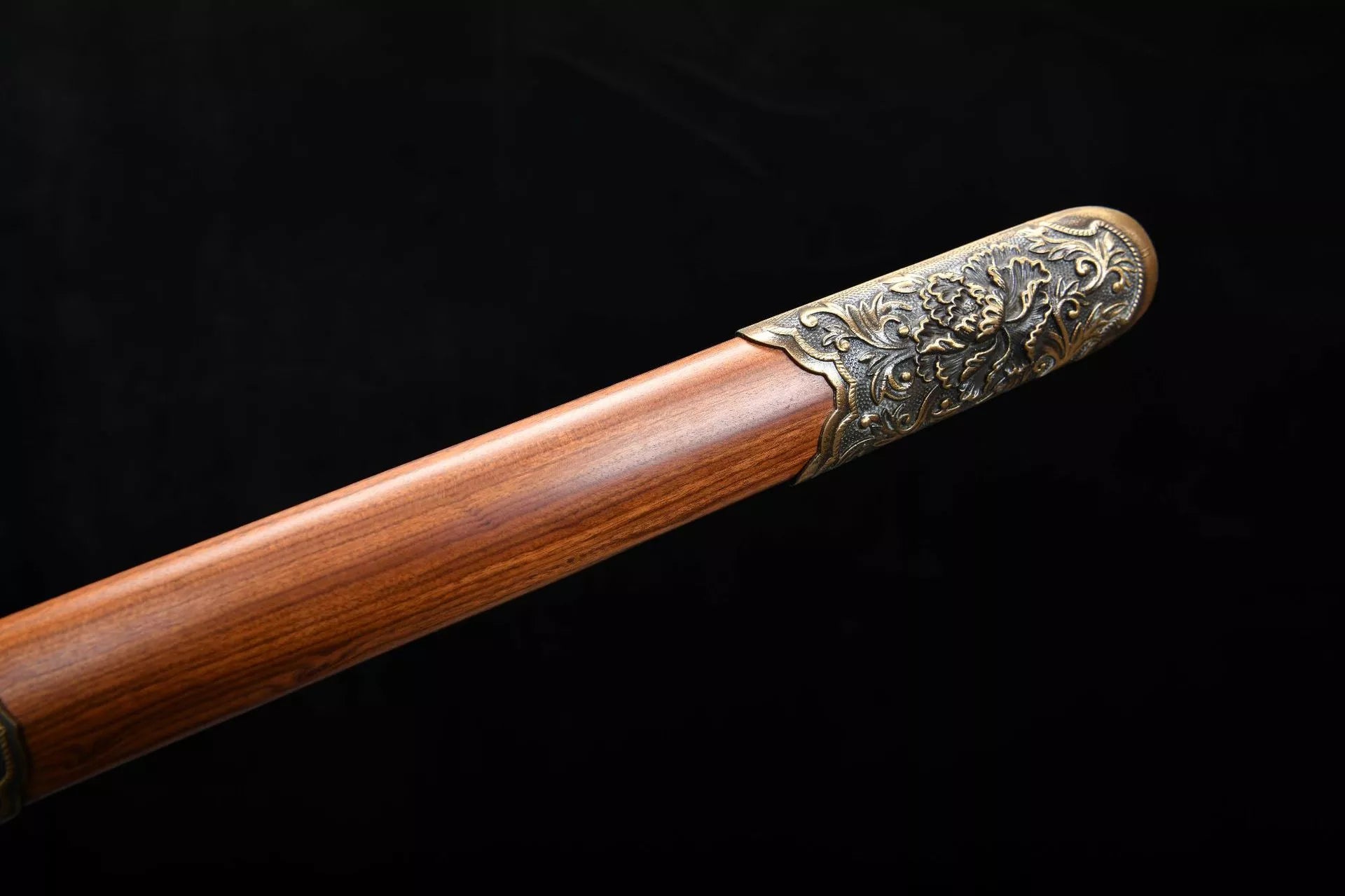 1000 New Handmade Long 28-inch Patterned Steel Double Slotted Qing Sword - Peony Sword