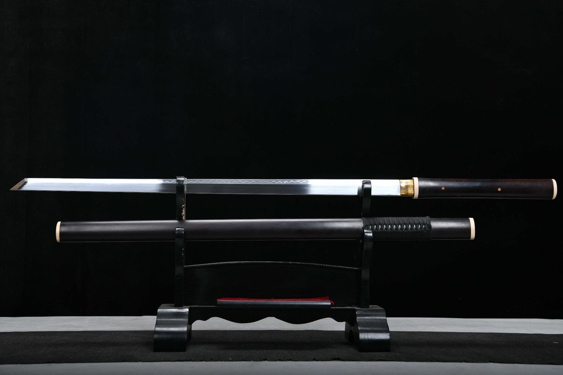 1300 New Handmade Long 26-inch Ebony T10 Burnt Edge Vegetarian Tang Horizontal Knife - Vegetarian Shadow Tang Knife