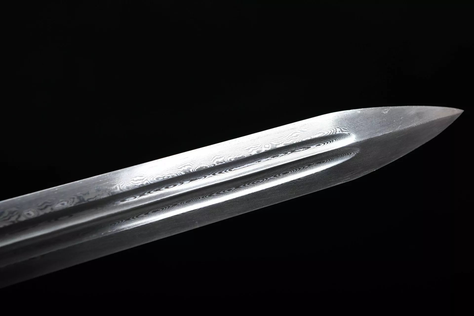 1000 New Handmade Long 28-inch Patterned Steel Double Slotted Qing Sword - Peony Sword