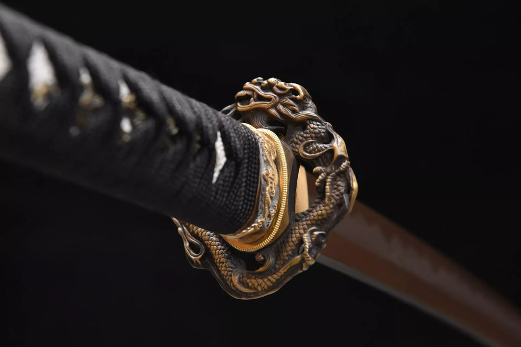 26-inch Patterned Steel Burnished Blade True Yokote Shisouken Samurai Sword - Dragon Samurai Sword Fighting