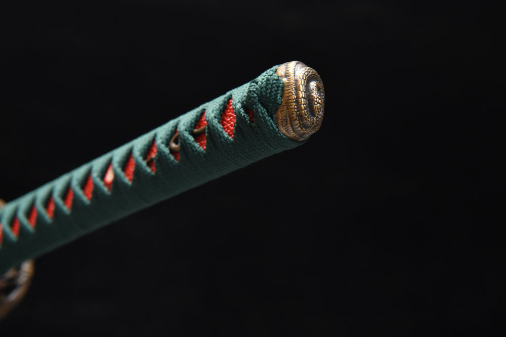 26" High Manganese Steel Samurai Sword - Bamboo Leaf Green Fighting Sword