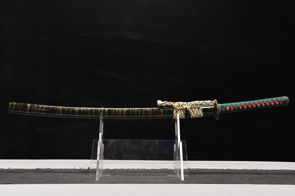 26" High Manganese Steel Samurai Sword - Bamboo Leaf Green Fighting Sword