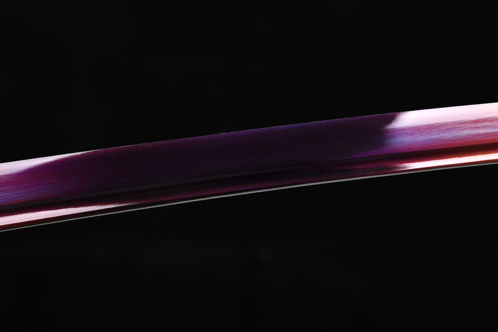 1120 New Handmade Long Gilt Mounted 26-inch High Manganese Steel Roasted Purple Samurai Sword - Golden Sea Wave Beating Sword (Cool Black Edition)