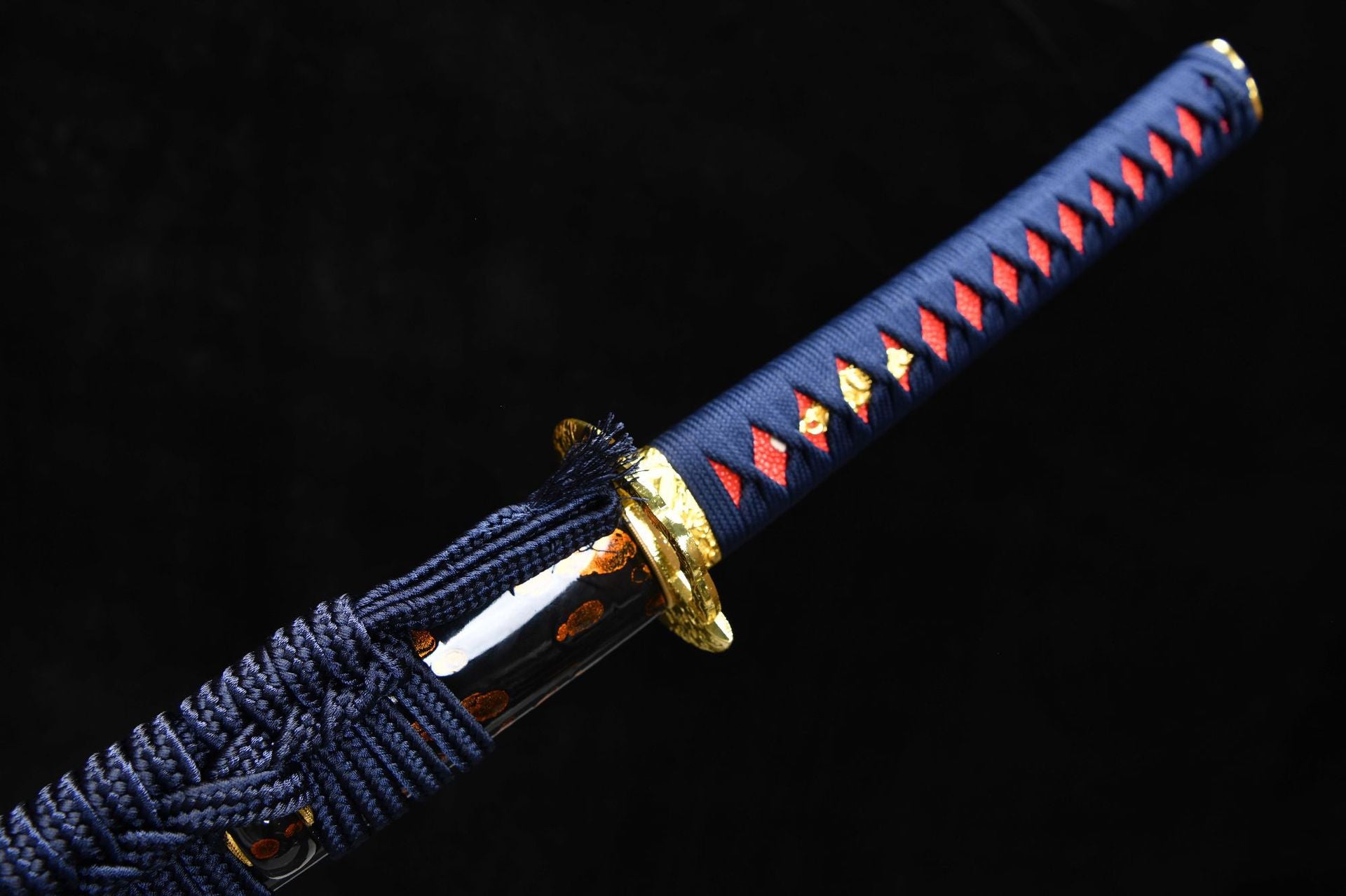 26-inch High-Manganese Steel Bladed Purple Katana - Golden Double Axe Uchiha