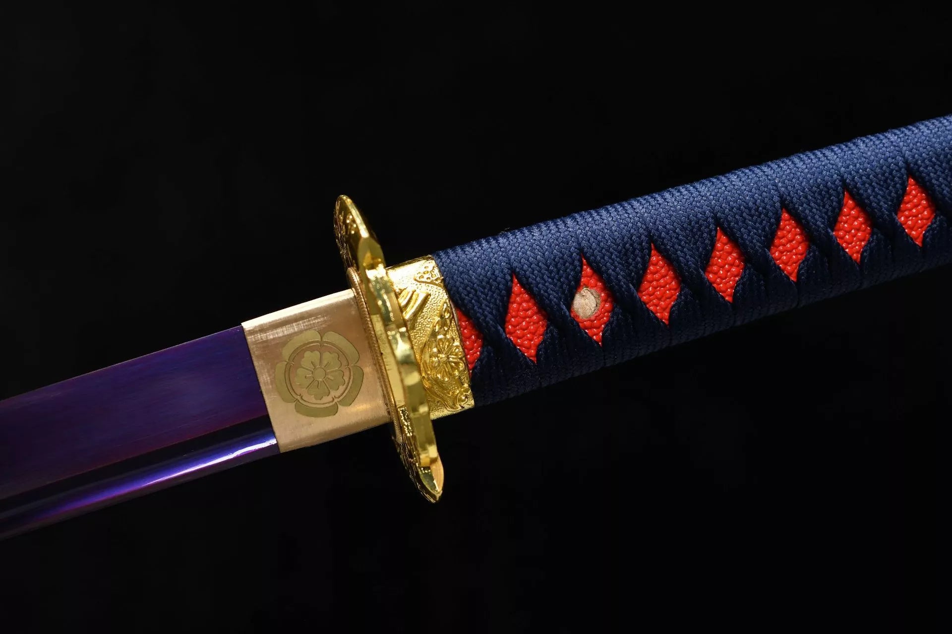 26-inch High-Manganese Steel Bladed Purple Katana - Golden Double Axe Uchiha