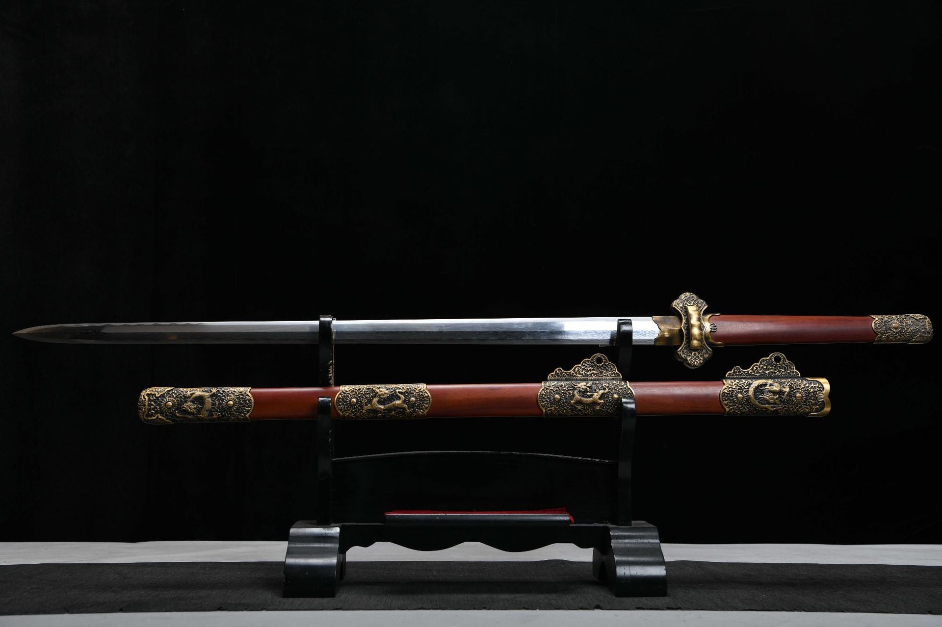 1360 New Handmade Long 28-inch Pure Copper Mounted Eight-sided Patterned Steel Deluxe Tang Sword--Cao Long Tang Sword