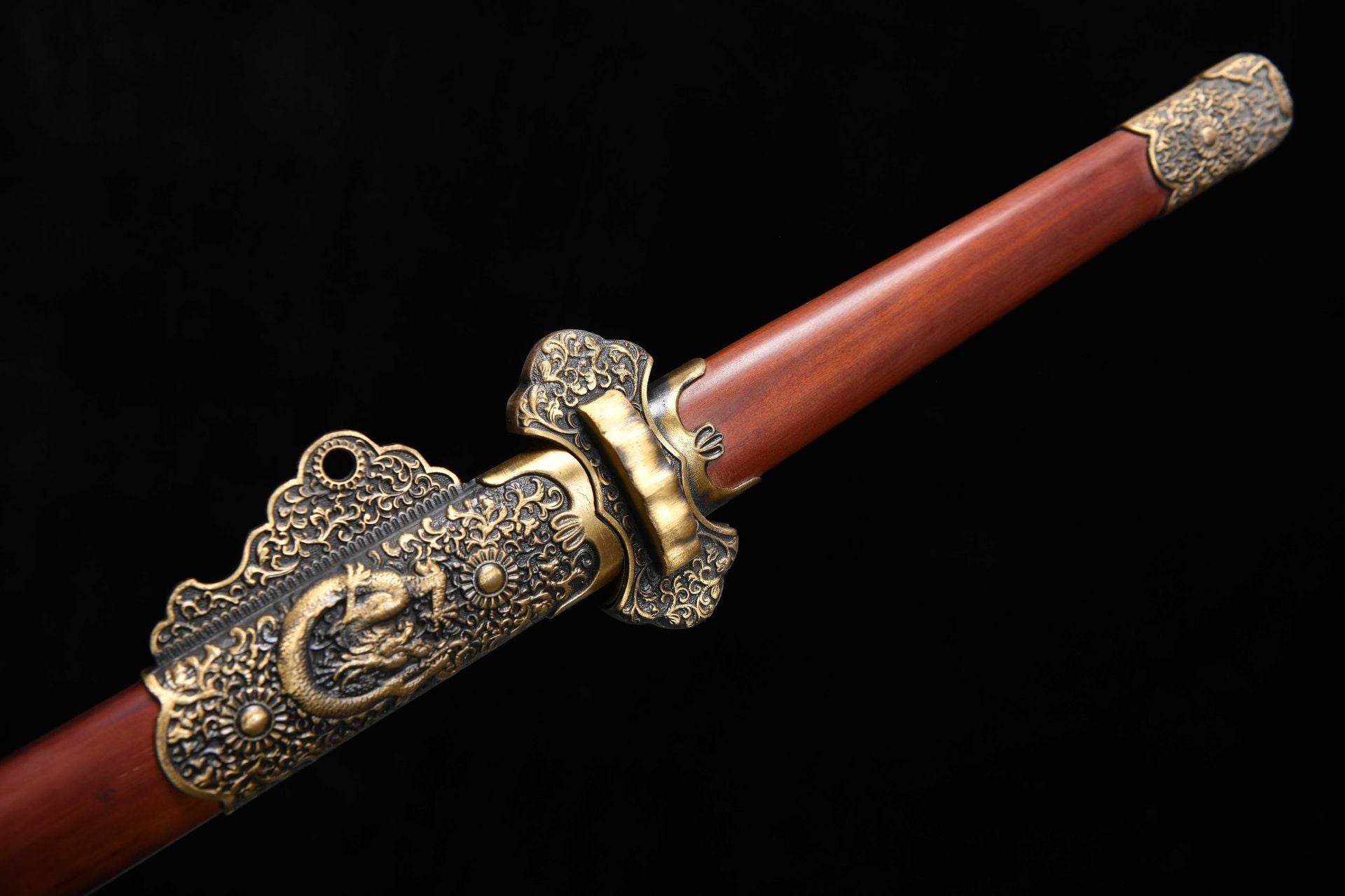 1360 New Handmade Long 28-inch Pure Copper Mounted Eight-sided Patterned Steel Deluxe Tang Sword--Cao Long Tang Sword