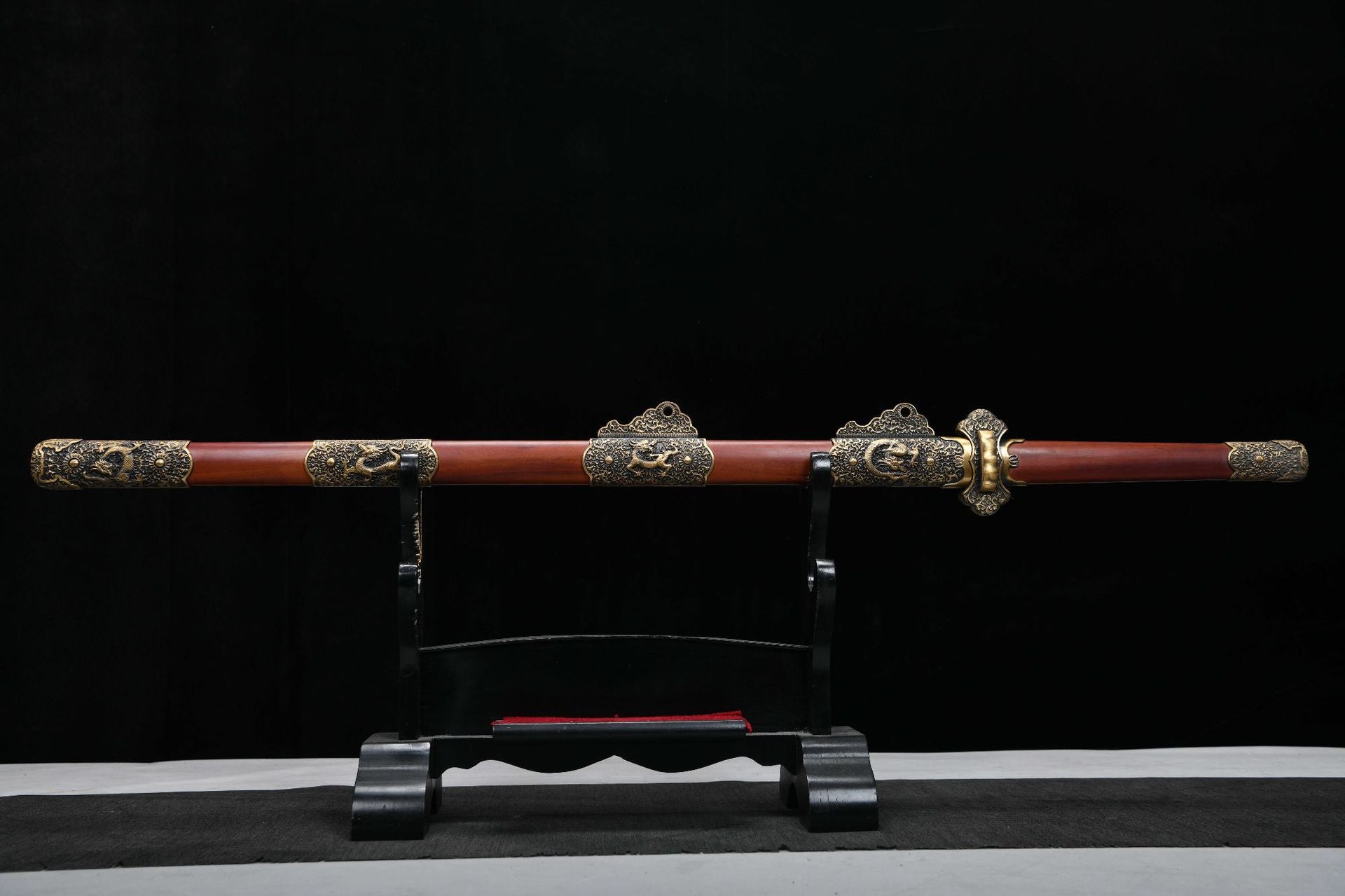 1360 New Handmade Long 28-inch Pure Copper Mounted Eight-sided Patterned Steel Deluxe Tang Sword--Cao Long Tang Sword