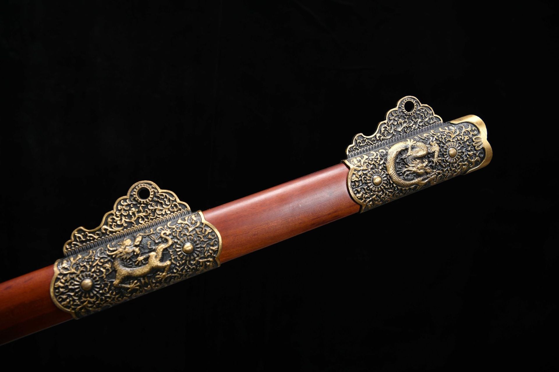 1360 New Handmade Long 28-inch Pure Copper Mounted Eight-sided Patterned Steel Deluxe Tang Sword--Cao Long Tang Sword
