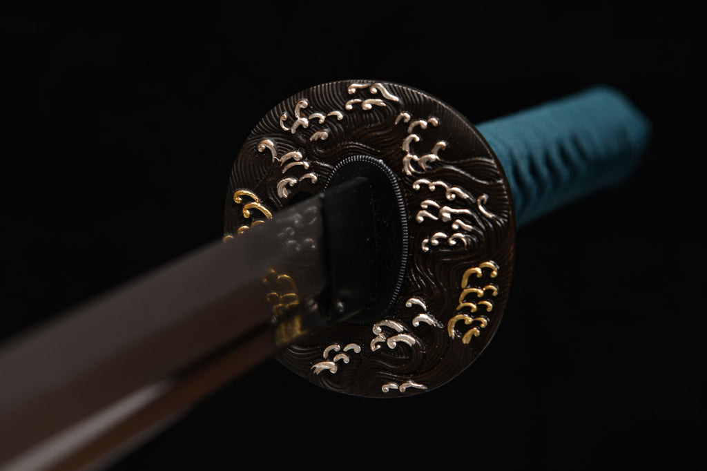 26 inch Hundred Refined Steel Straight Blade Patterned Burnished Edge Three Color Research Samurai Sword - Wave Beating Sword