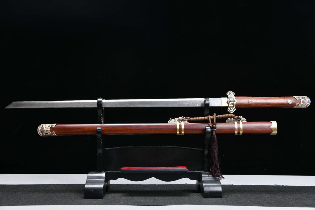 1200 New Specials Long 26-inch Damascus Tang Knife with Wave Pattern - Hui Ruyi Tang Knife