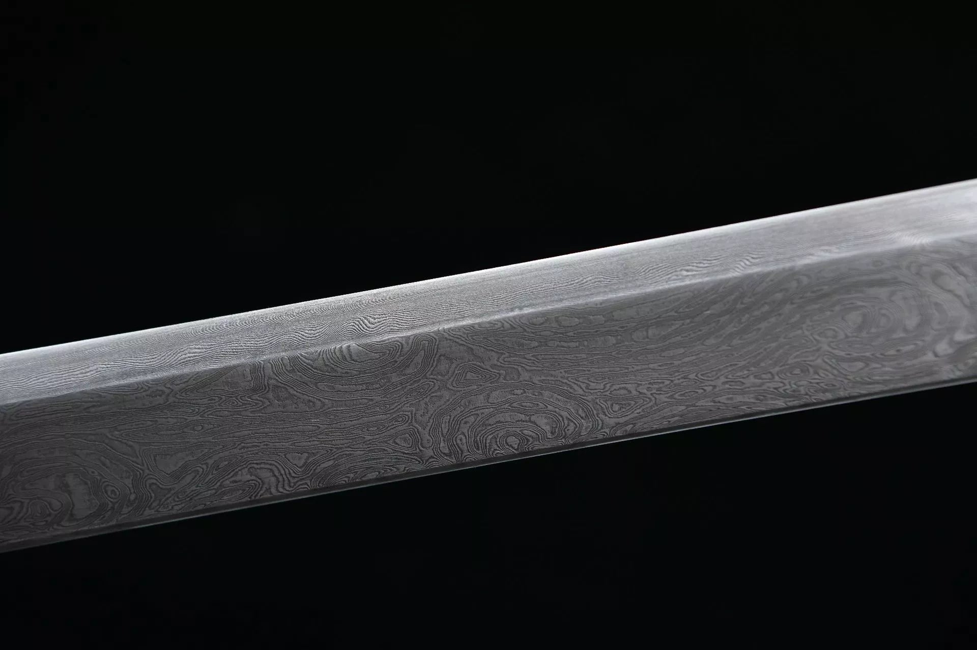 1200 New Specials Long 26-inch Damascus Tang Knife with Wave Pattern - Hui Ruyi Tang Knife