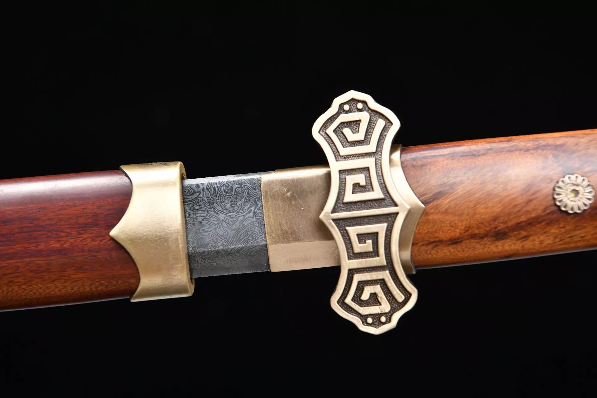 1200 New Specials Long 26-inch Damascus Tang Knife with Wave Pattern - Hui Ruyi Tang Knife