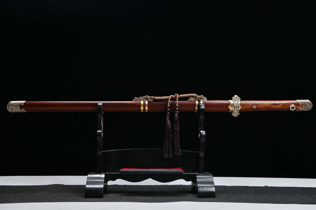 1200 New Specials Long 26-inch Damascus Tang Knife with Wave Pattern - Hui Ruyi Tang Knife