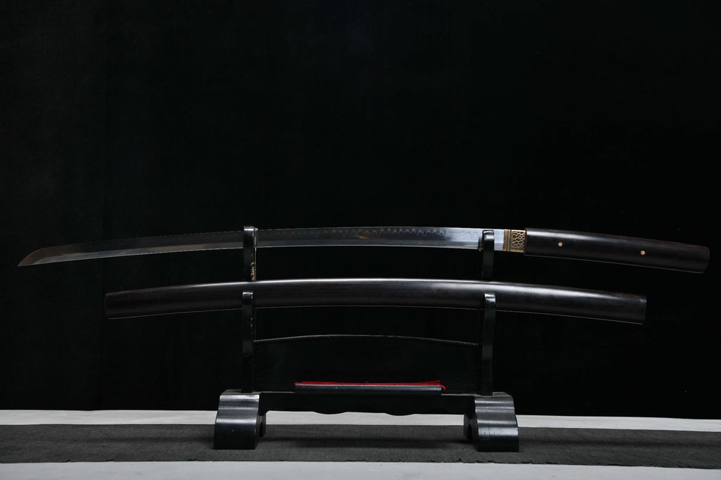 1160 New Handmade Long 26-inch Ebony T10 Burnt Edge Samurai Sword - Shadow Juho Fighting Sword