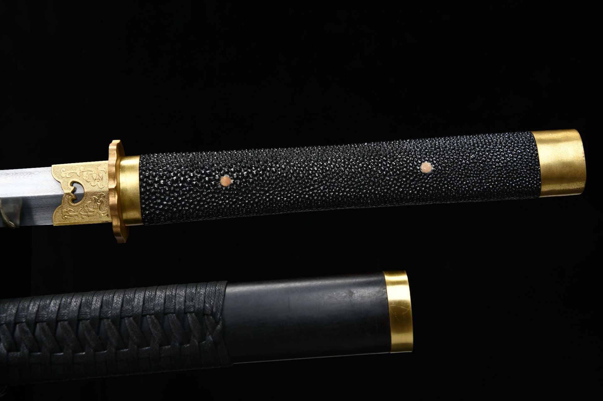 1260 New Handmade Long 28-inch Patterned Steel Burnished Edge Plain Tang Sword - Shadow Stabbing Tomb