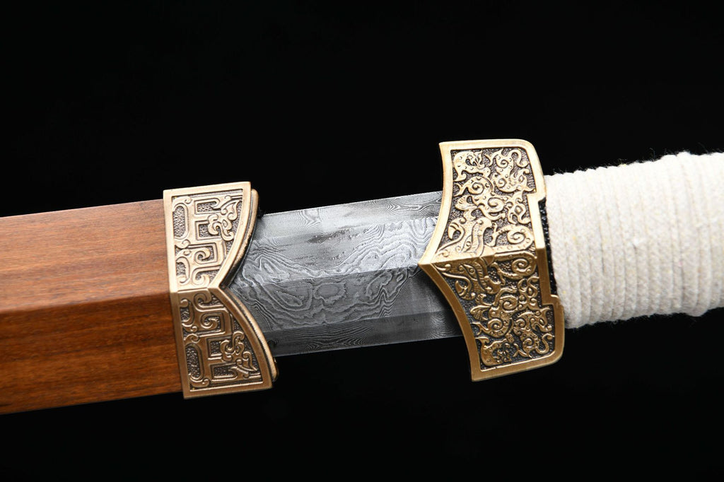 1300 New Handmade Long 28-inch Flower Patterned Steel Han Sword with Dragon Pattern--Supreme Han Sword