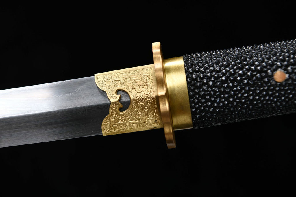 1260 New Handmade Long 28-inch Patterned Steel Burnished Edge Plain Tang Sword - Shadow Stabbing Tomb