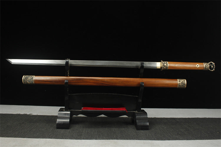 1200 Year-end Welfare Special Long 26 inch New Damascus Copper Mounted Tang Knife - Dragon Flying Phoenix Dance