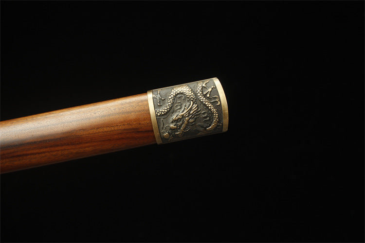 1200 Year-end Welfare Special Long 26 inch New Damascus Copper Mounted Tang Knife - Dragon Flying Phoenix Dance