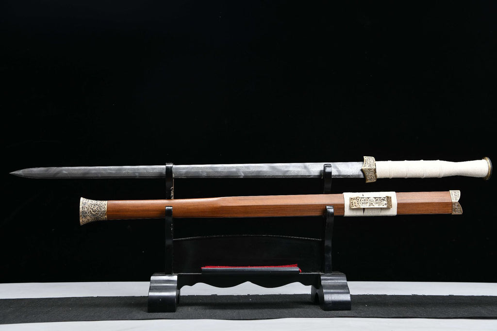 1300 New Handmade Long 28-inch Flower Patterned Steel Han Sword with Dragon Pattern--Supreme Han Sword