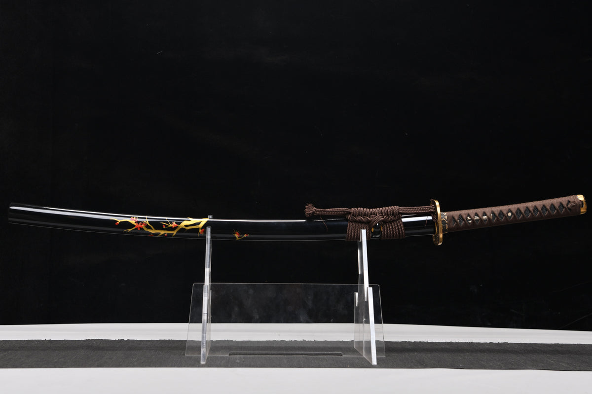 26 inch Hundred Refined Steel Burnt Edge Maki-e Samurai Sword - Hermit Fighting Sword