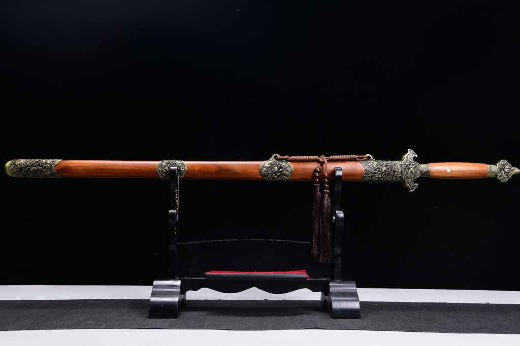 760 Long 28" Patterned Steel Clear Sword - Peony Sword