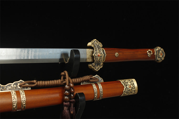 1360 26" Damascus Tang Knife - Blooming Red