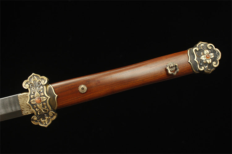 1360 26" Damascus Tang Knife - Blooming Red