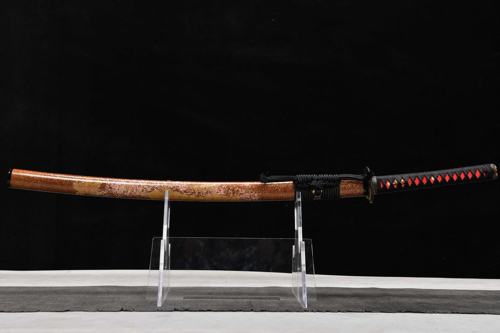 1180 New Handmade Long 26-inch Pure Copper Gilt Mounted Twisted Patterned Steel Samurai Sword - Lion Strike Sword