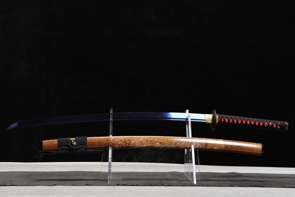 1180 New Handmade Long 26-inch Pure Copper Gilt Mounted Twisted Patterned Steel Samurai Sword - Lion Strike Sword