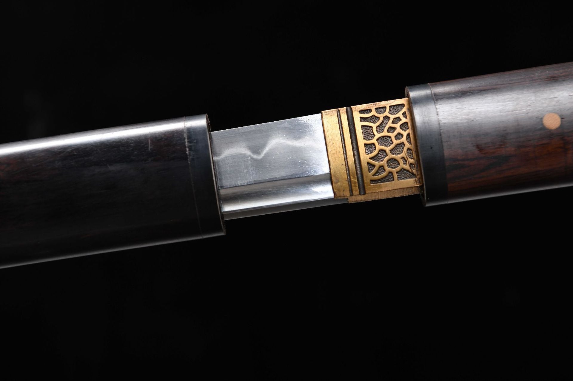 1100 New Handmade Long 20-inch Ebony T10 Steel Burnished Blade Vegetarian Tang Sword - Shadow Tang Knife