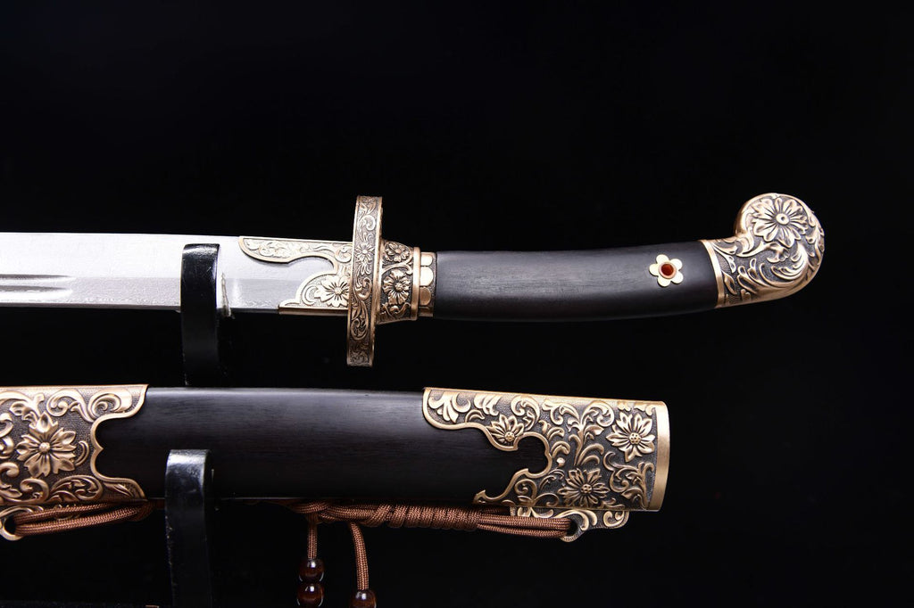 1260 Long 26-inch Patterned Steel Stone Washed Qing Knife Xiu Chun Knife - Jin Yi Wei Pei Blade Knife