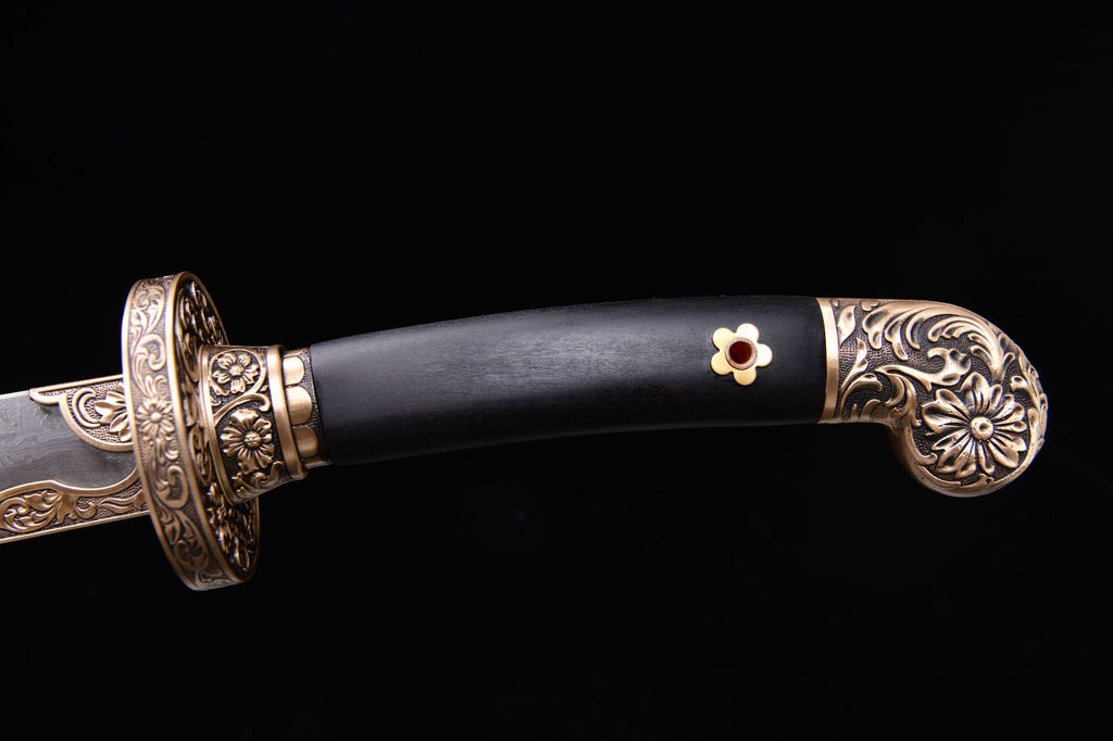 1260 Long 26-inch Patterned Steel Stone Washed Qing Knife Xiu Chun Knife - Jin Yi Wei Pei Blade Knife