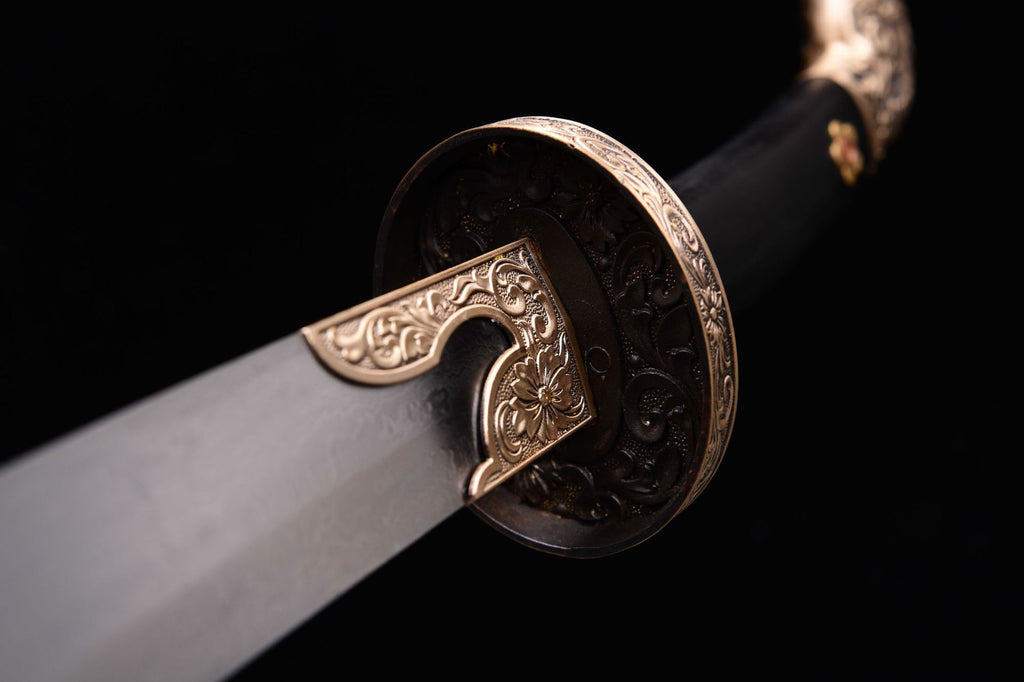 1260 Long 26-inch Patterned Steel Stone Washed Qing Knife Xiu Chun Knife - Jin Yi Wei Pei Blade Knife