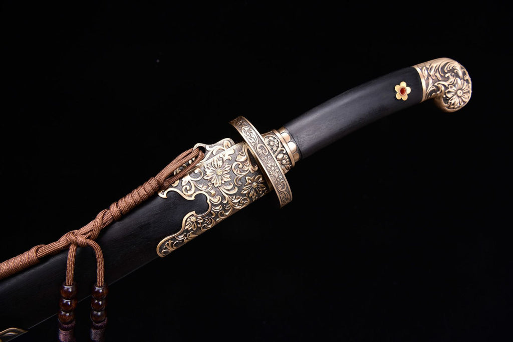 1260 Long 26-inch Patterned Steel Stone Washed Qing Knife Xiu Chun Knife - Jin Yi Wei Pei Blade Knife