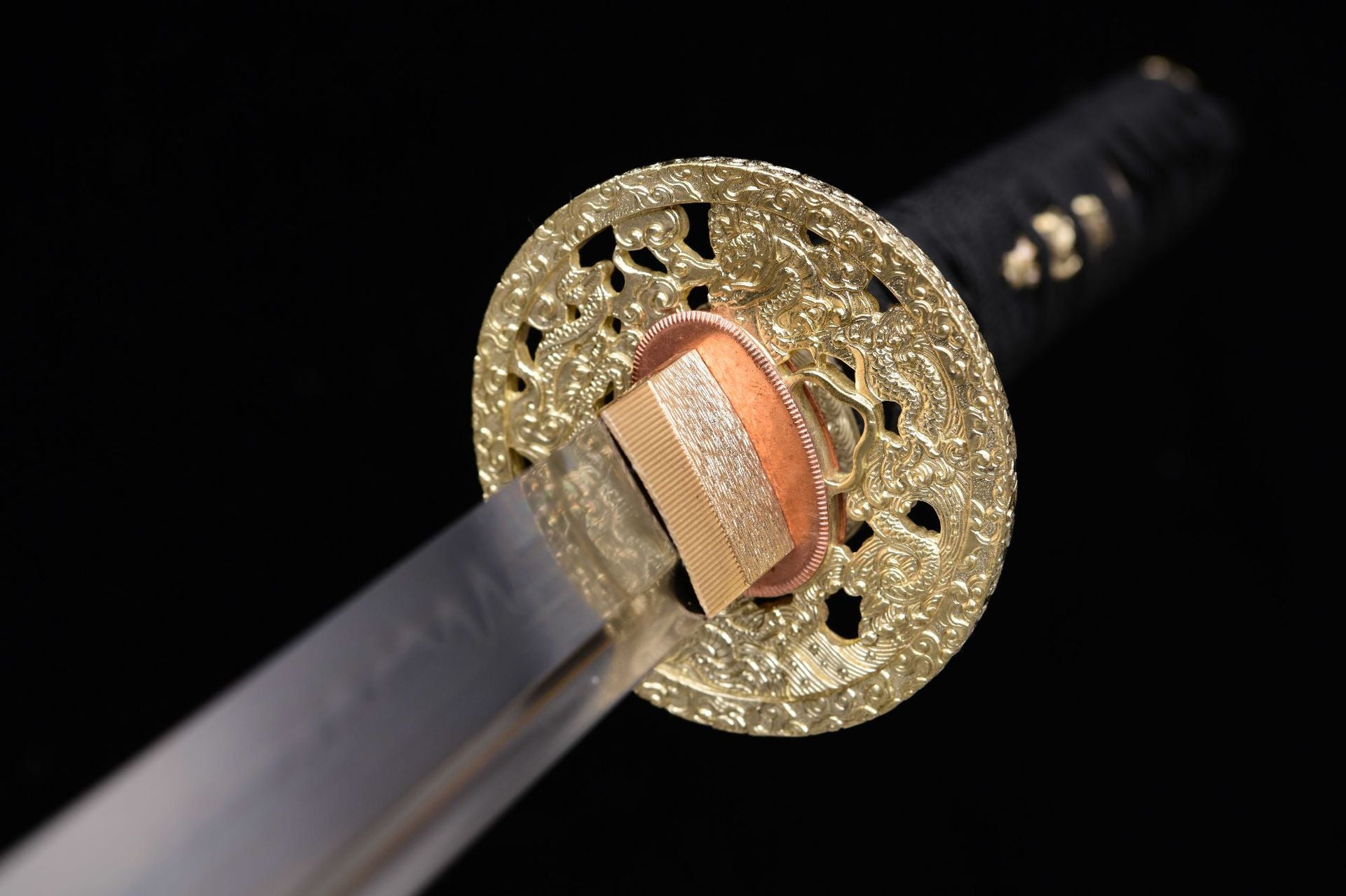 1360 Long 26 T10 Steel Burnt Edge Fighting Sword Samurai Sword - Maki-e Maple Leaf