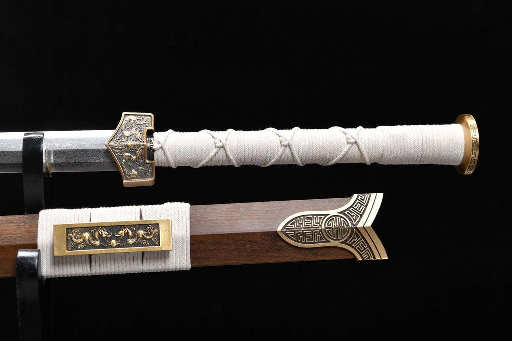 1060 New Handmade Long 28-inch Eight-sided Patterned Steel Han Sword-Fulong Han Sword