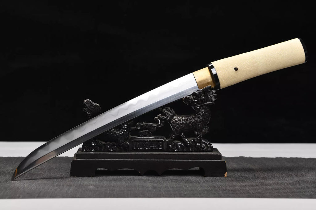 New handcrafted short 12-inch tempered steel sharpened blade Shishangken short knife - Redwood Short knife