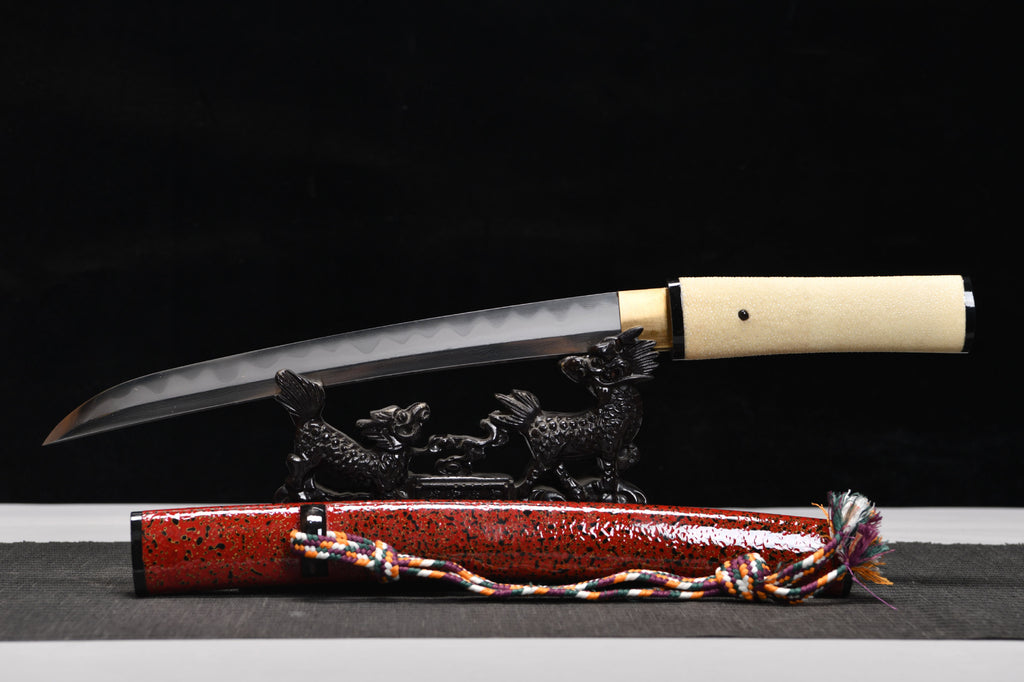 New handcrafted short 12-inch tempered steel sharpened blade Shishangken short knife - Redwood Short knife