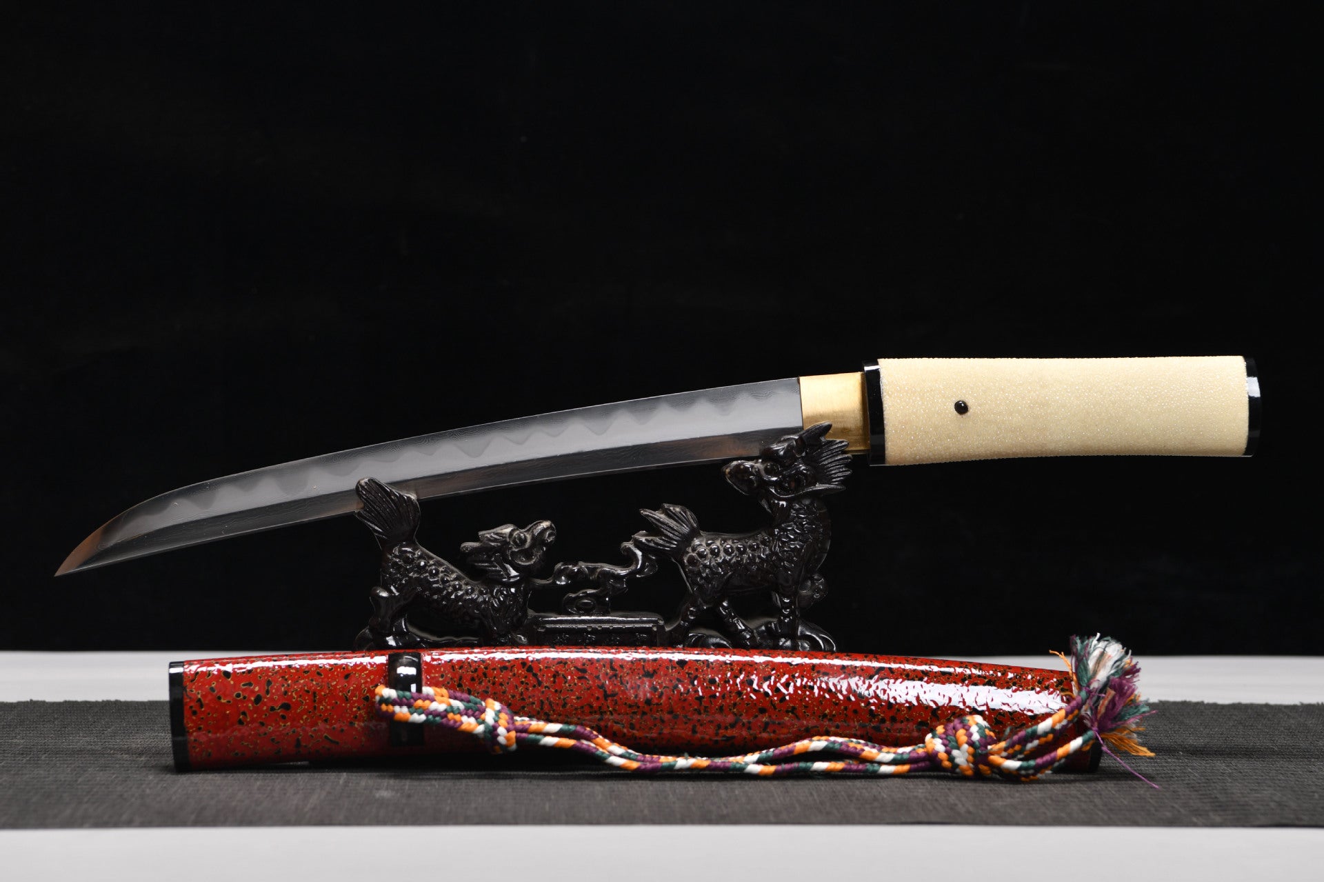 New handcrafted short 12-inch tempered steel sharpened blade Shishangken short knife - Redwood Short knife