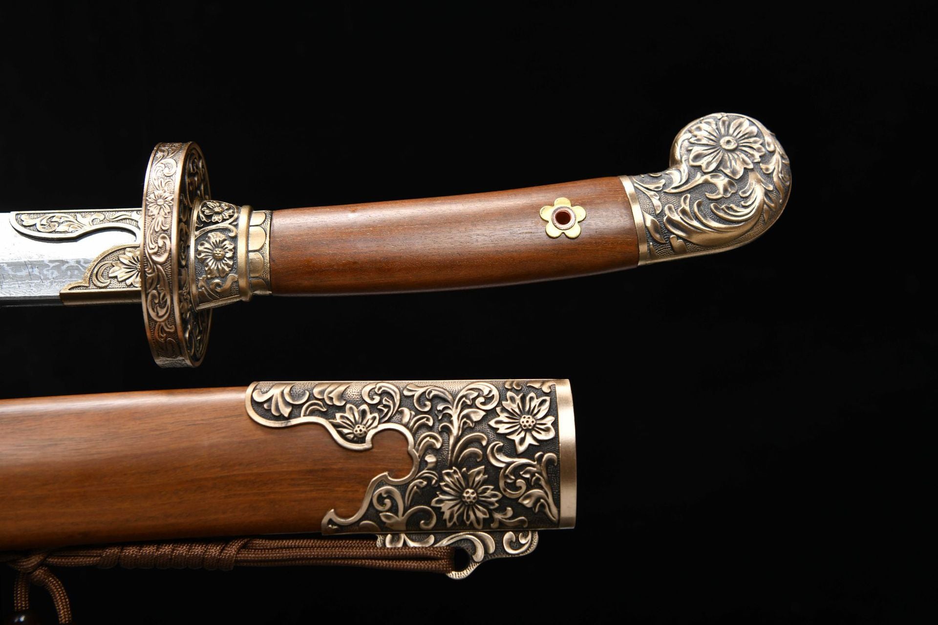 1200 New Handmade Long 26-inch Patterned Steel Clear Knife - Shen Lian Embroidery Spring Knife (Patterned Steel Version)