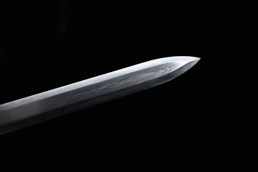 1060 New Handmade Long 26-inch Patterned Steel Burnished Edge Deluxe Blades Tang Sword - Ink Dragon Tang Sword
