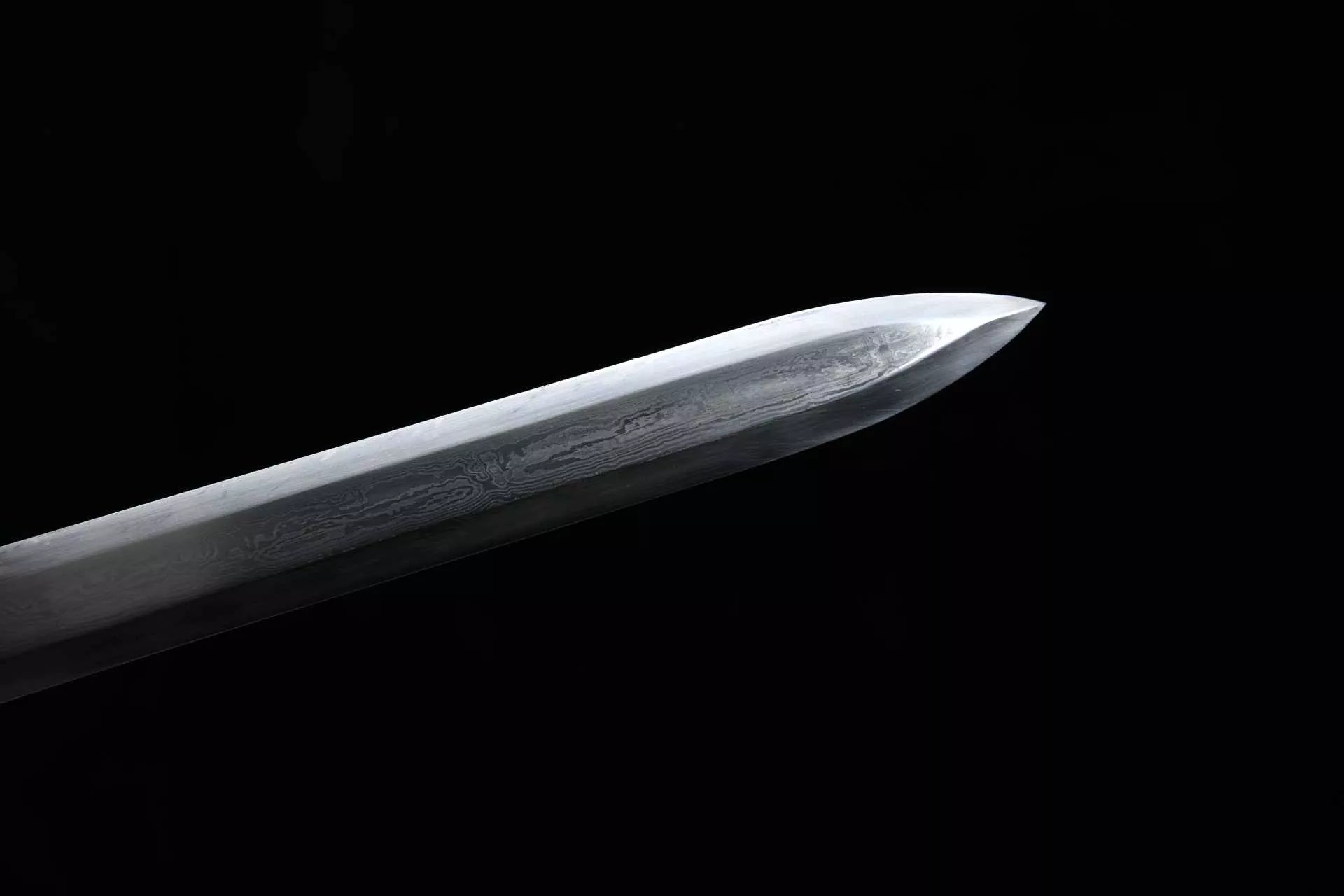 1060 New Handmade Long 26-inch Patterned Steel Burnished Edge Deluxe Blades Tang Sword - Ink Dragon Tang Sword