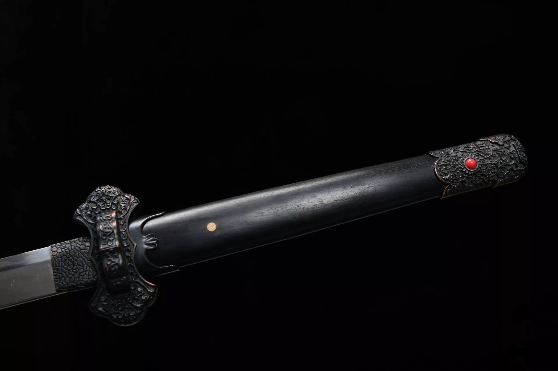 1060 New Handmade Long 26-inch Patterned Steel Burnished Edge Deluxe Blades Tang Sword - Ink Dragon Tang Sword