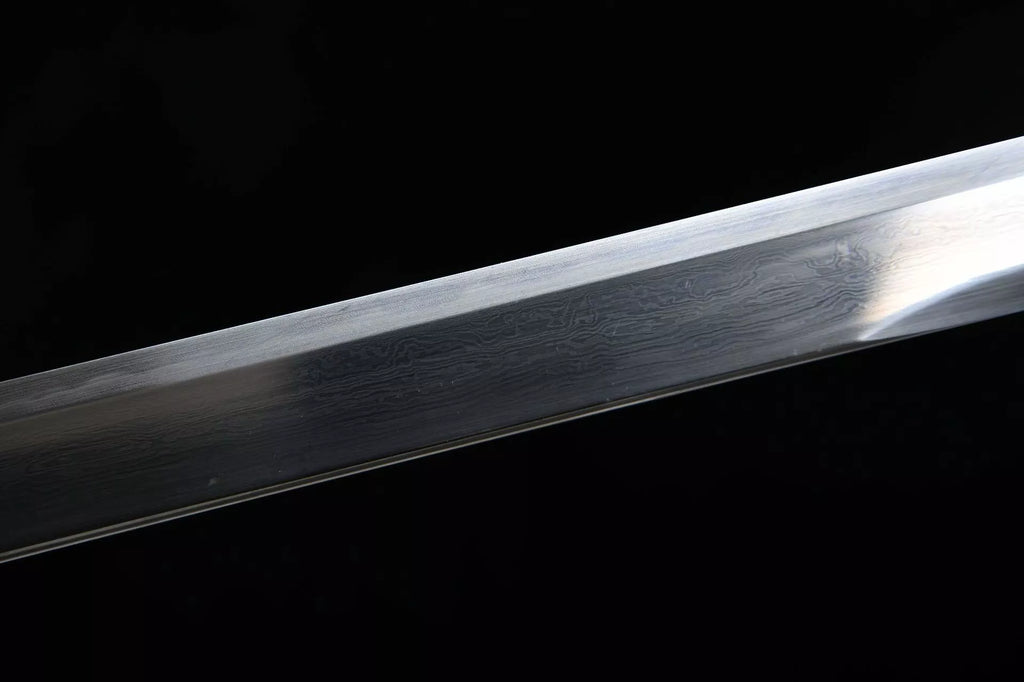 1060 New Handmade Long 26-inch Patterned Steel Burnished Edge Deluxe Blades Tang Sword - Ink Dragon Tang Sword